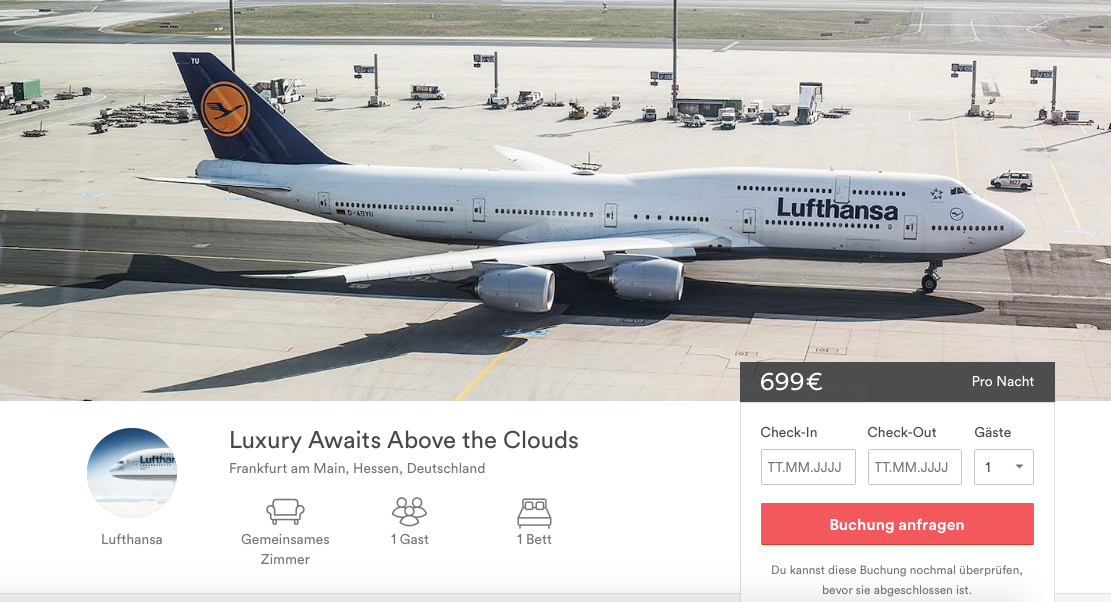 Airbnb verkauft Lufthansaflüge