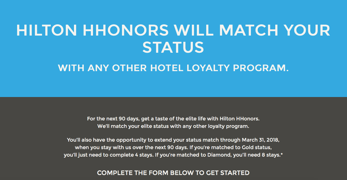 Das online Formular für den HHonors Statusmatch