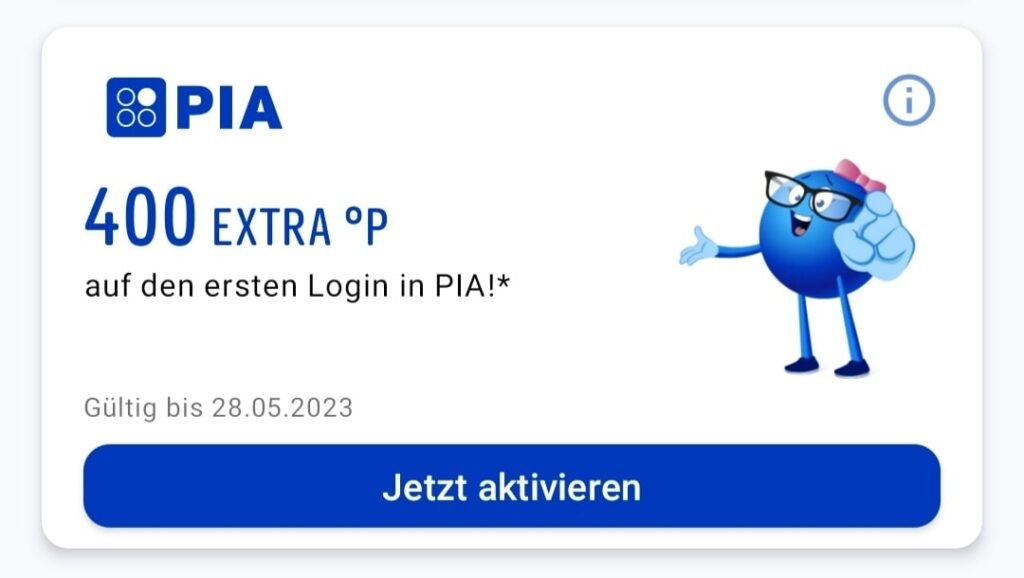 Aktiviere den eCoupon bis zum 28.05. um 400 payback-Punkte mit PIA zu sammeln!