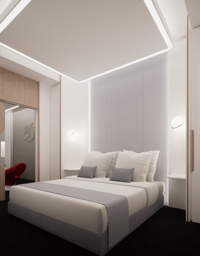 Schlafzimmer einer Suite in der La Première Lounge ©Air France
