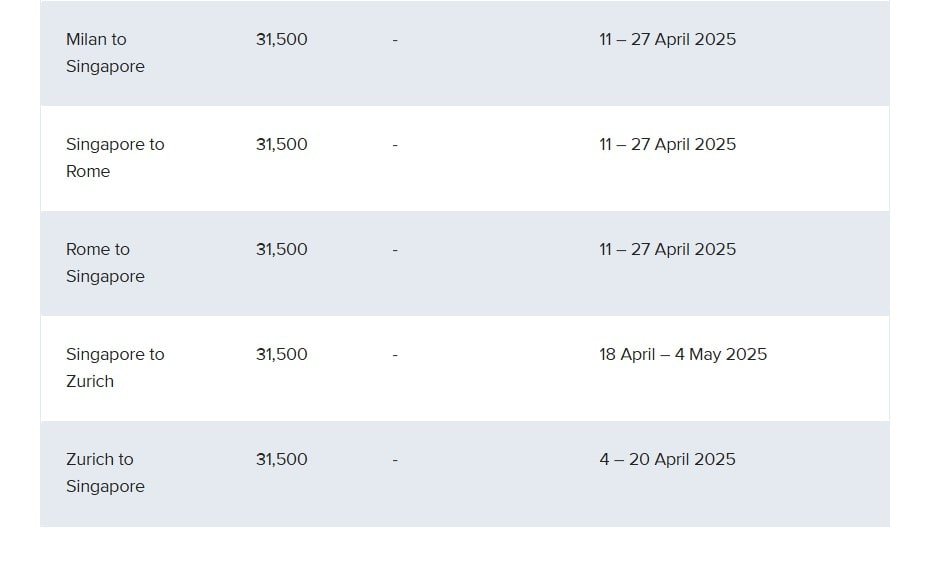 Singapore Airlines Economy-Class-Flüge