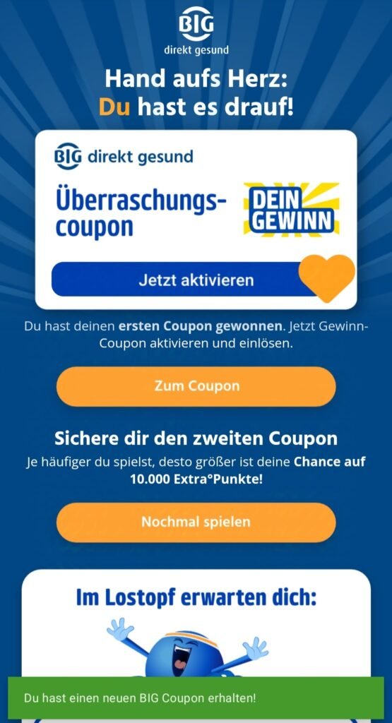 PAYBACK BIG Health Run Gewinnspiel: Gewinn-Coupon.