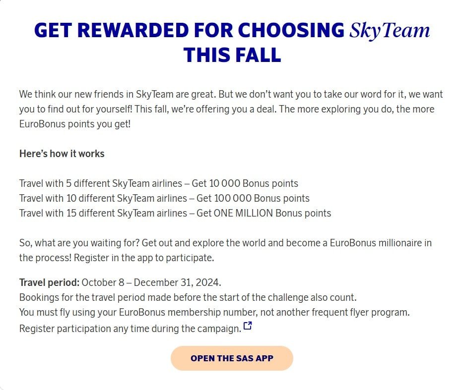 EuroBonus-Punkte-Millionär mit SAS und SkyTeam