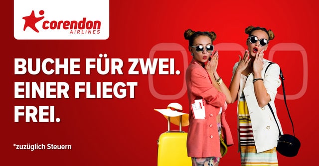 Corendon Airlines - Buche fur Zwei.  Einer fliegt frei.